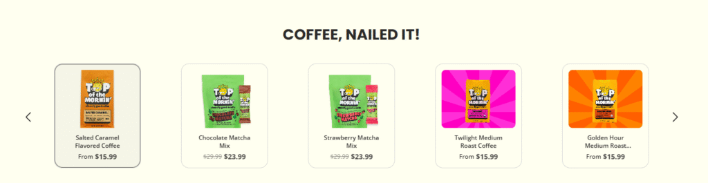 Overview of Top of the Mornin Coffee’s Best-Selling Products