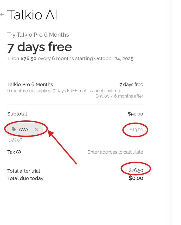 How to Use the Talkio AI Promo Code “AVA”